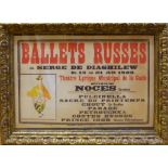 DIAGHILEV'S BALLET RUSSES, reproduction poster, 48cm x 68cm, framed and glazed.