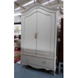 WARDROBE, French style grey with hanging space over a drawer, 127cm x 206cm H x 67cm.