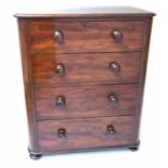 CHEST, Victorian figured mahogany, unusually compact with four long drawers, 67cm x 82cm H x 38cm D.