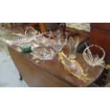 GLASSWARE, nine items of various shapes, the largest 90cm L.