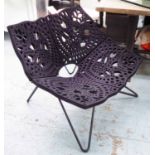 LOUNGE CHAIRS, a pair, contemporary, perforated design, 78cm H.