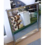 ATTRIBUTED TO ROMEO REGA WALL MIRROR, 1970's chrome and brass, 90cm x 90cm.