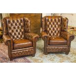 WING ARMCHAIRS, a pair,