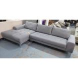 CORNER SOFA, contemporary grey chenille.