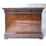 COMMODE, 19th century French Louis Philippe flame mahogany with St Annes variegated grey,
