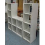 OPEN SHELVES, a pair, white laminate, of tall proportions, 41cm W x 147cm H x 39cm D,