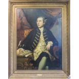 REPRODUCTION PORTRAIT OF WARREN HASTINGS, oil on canvas, 100cm x 75cm, framed.