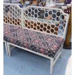 JUSTIN VAN BREDA PRINCESS BENCH, Nina Campbell fabric seat, 110cm W x 60cm D x 110cm H.