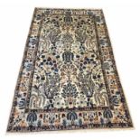 FINE PART SILK NAIN RUG, 204cm x 121cm, tree of life all over design.