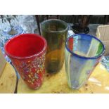 VASES, a set of three, Murano style, 31cm H.