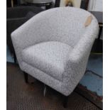 AARK TUB CHAIR, patterned chenille finish, 90cm H.