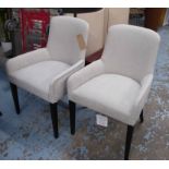 AARK ARMCHAIRS, a pair, of slight proportions, neutral chenille finish, 90cm H.