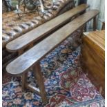 REFECTORY BENCHES, a pair, mid 19th century French fruitwood, 200cm x 17cm D x 46cm H.