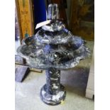 FOUNTAIN, grey marble with fossil detail, 108cm H x 56cm W.
