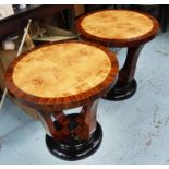 OCCASIONAL TABLES, a pair, Art Deco style, 60cm diam x 57cm H.