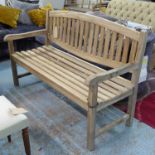 GARDEN BENCH, contemporary weathered teak, 150cm W.