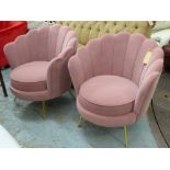 SIDE CHAIRS, a pair, French Art Deco style, pink velvet finish, 85cm H.