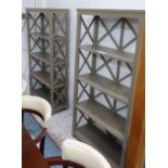 OKA BOOKSHELVES, a pair, each with four shelves in wooden grey finish, 168cm H x 33cm x 87cm.