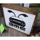 GARAGE SIGN, by Bee Rich with DeLorean detail, 51cm x 41cm x 12cm.