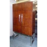 COCKTAIL CABINET, French 1950's style, leathered finish, 92cm x 41cm x 162cm.