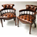 LIBRARY ARMCHAIRS, a pair,