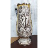 CAPODIMONTE VASE, 1980's with neo classical figurative decoration and gold leaf highlights, 55cm H.