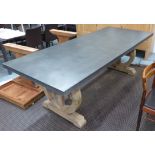 FARMHOUSE DINING TABLE, French provincial style zinc topped.