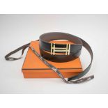 HERMÈS BELT, with H au carre buckle in permabrass plated metal,