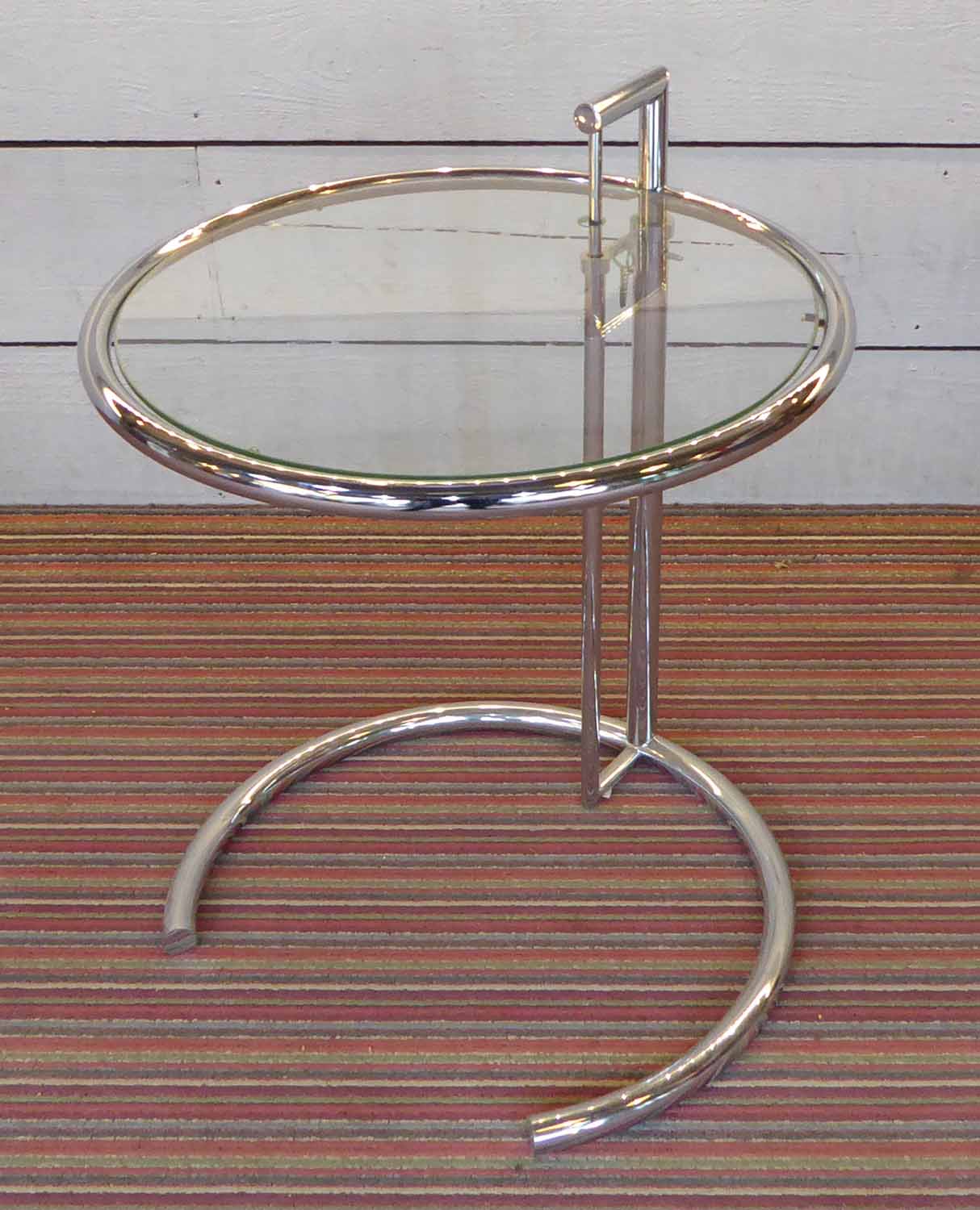 AFTER EILEEN GREY E/O27 STYLE SIDE TABLE, 66cm H.