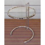 AFTER EILEEN GREY E/O27 STYLE SIDE TABLE, 66cm H.