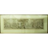 17TH CENTURY SCHOOL 'The Drunken Bacchus', watercolour on paper, 95cm x 30cm, framed and glazed.