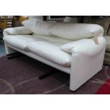 CASSINA MARALUNGA SOFA, in white leather, 185cm L x 85cm W x 75cm H.