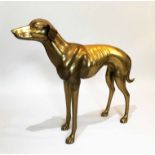 STUDY OF A WHIPPET, 1960's brass, 57cm H x 71cm L.