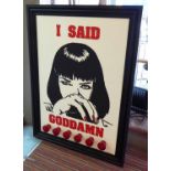 MIA WALLACE PULP FICTION BY BEE RICH, with light up detail, 110cm x 80cm.