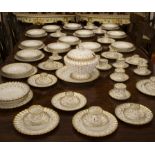 SPODE FLEUR DE LYS DINNER SERVICE, white and gold of four people.