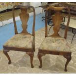 SIDE CHAIRS, a pair, Queen Anne walnut and elm,