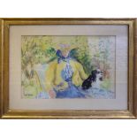 PAUL MAZE (1887-1979) 'Seated Woman and Spaniel', pastel, signed, 27cm x 37cm,