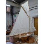 MODEL YACHT ON STAND, 20th century, of large proportions, 170cm H.