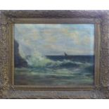 H MURRAY (British late 19th century), 'Storm sea', signed lower left, oil on canvas, 40cm x 51cm,