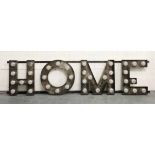 WALL ART 'HOME' ILLUMINATED, with light bulbs, 53cm H x 215cm W.