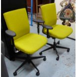 VITRA TASK ARMCHAIRS, a pair, 'ID Concept Soft', lime green woollen upholstery, 102cm H.