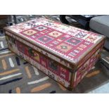 ANDREW MARTIN KILIM TRUNK COFFEE TABLE, 129cm x 40cm H x 79cm.