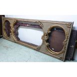 PIER WALL PANELS, four matching 18th century style painted and gilt heightened,