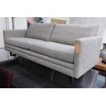 AARK SOFA, charcoal chenille on ebonised supports, 210cm W.