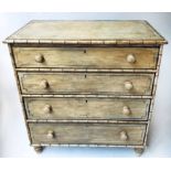 REGENCY BAMBOO CHEST, faux bamboo painted with four long drawers and turned supports,