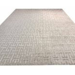 'MIAMI' ART DECO DESIGN SILK CARPET, 400cm x 300cm, geometric silver field.