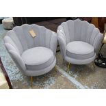 SIDE CHAIRS, a pair, French Art Deco style, grey velvet finish, 85cm H.