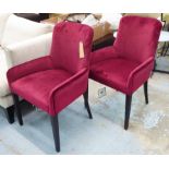 AARK ARMCHAIRS, a pair, of slight proportions, purple finish, 90cm H.