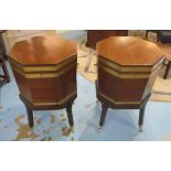 WINE COOLERS, a pair, George III style mahogany and brass bound,