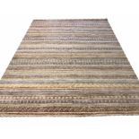 CONTEMPORARY GABBEH CARPET, 310cm x 240cm, polychrome striped field.